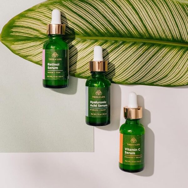 Tree of Life Beauty Facial Skin Care Set, Brightening, Firming, Hydrating, Dry Face, Dermatologist Tested - Trio Power Kit, Vitamin C, Retinol and Hyaluronic Acid, 3 count of 1 Fl Oz - Image 3