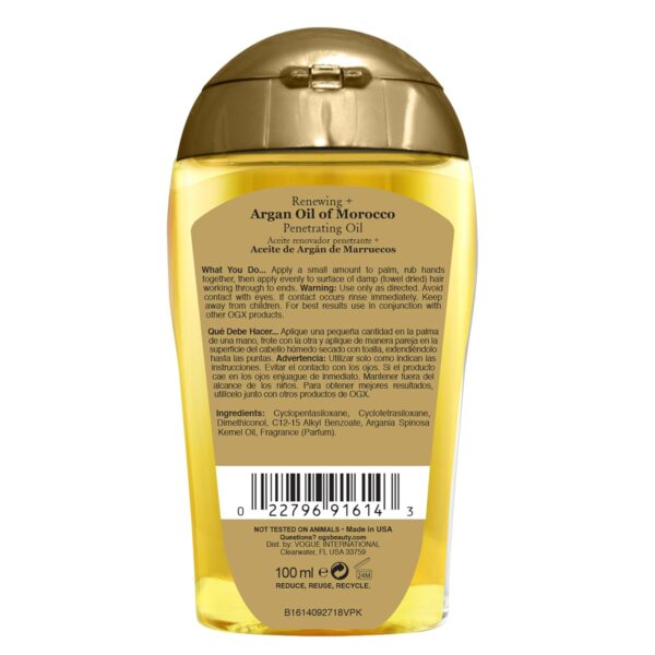 OGX Renewing + Argan Oil of Morocco Hair Oil Treatment – Deep Moisturizing & Strengthening Formula, Paraben & Sulfate-Free, 3.3 fl oz - Image 3