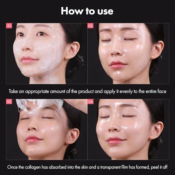 Real Collagen Fit, Hydrolyzed Collagen Wrapping Mask, Peel Off Facial Mask for elasticity, Hydrating, Glow, Glass Skin, Face Moisturizer, Self Care, Korean Skin Care, 50ml, 1.69 fl. oz. - Image 4