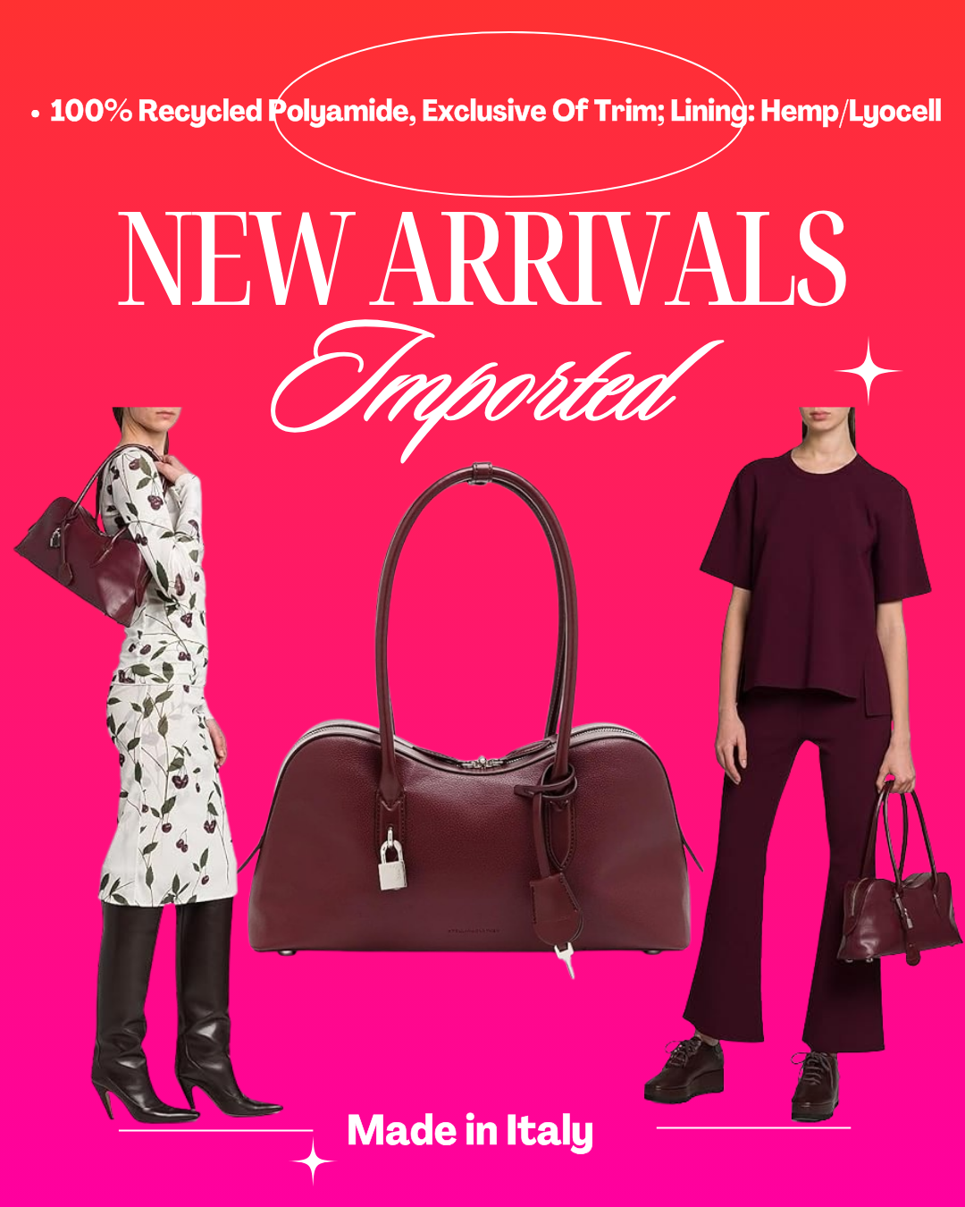 Stella McCartney Ryder Shoulder Bag in Bordeaux — vegan luxury handbag with Italian craftsmanship